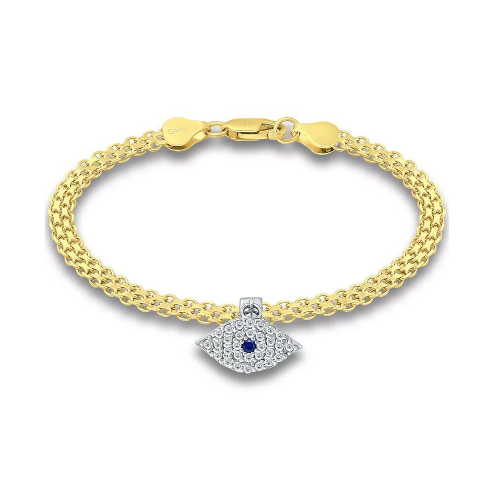 Giani Bernini CZ Evil Eye Bismark Chain Bracelet 7.25" Gold-Plated NWOT